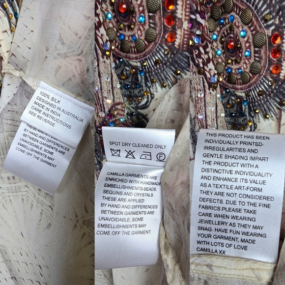 CAMILLA FRANKS Designer Multiwear‎ Long Vest Embellished Silk Cream Women One Sz - Picture 11 of 16